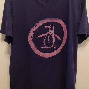 Navy T-Shirt with Pink Penguin Graphic